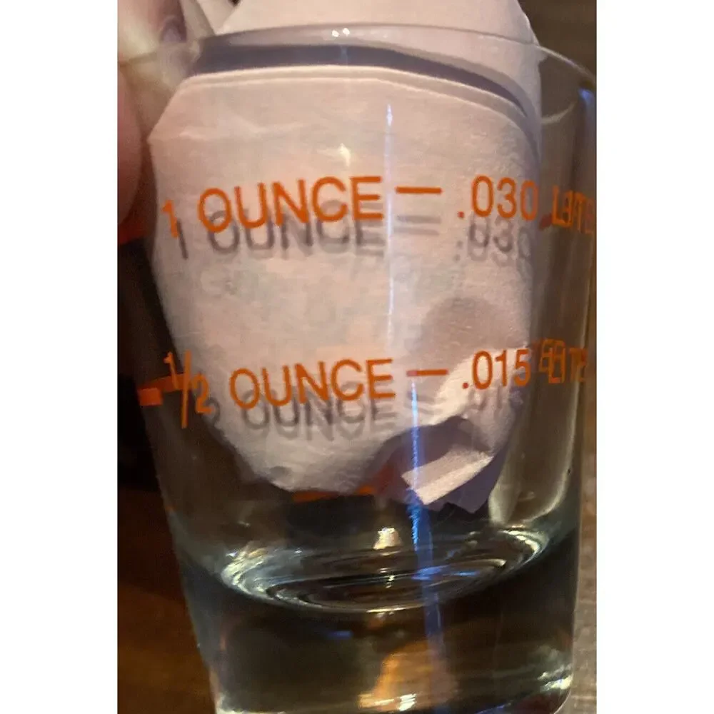 One Shot Liter/Ounce shot glass VTG (?)  Barware Mixed Drink Bartender‎ Man cave